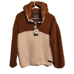 Simply Southern Outdoors NEW White Cream Brown Sz XL Fleece Hoodie Pullover